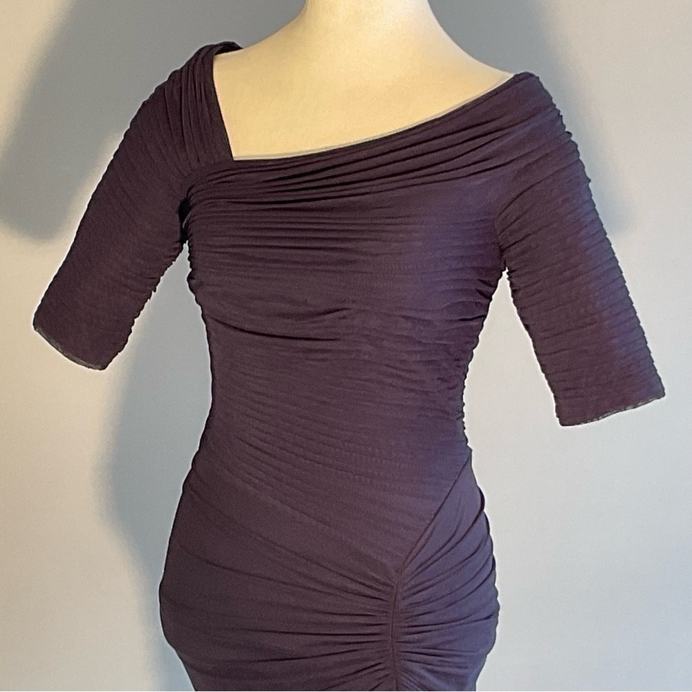 Tadashi Shoji Midnight Navy Sculpted Gown XS Ruched Mermaid Formal Dress - Picture 6 of 16